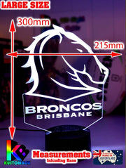 Brisbane Broncos Rugby League LED Night Light Lamp - KustomboxFootballKustomboxStandard Size
