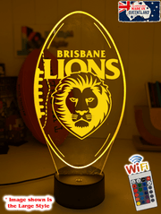 Brisbane Lions 3D LED night lamp in gift box – perfect personalised AFL fan gift.