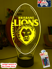 Brisbane Lions 3D LED ball light – AFL team décor for man caves, bars or fan spaces.