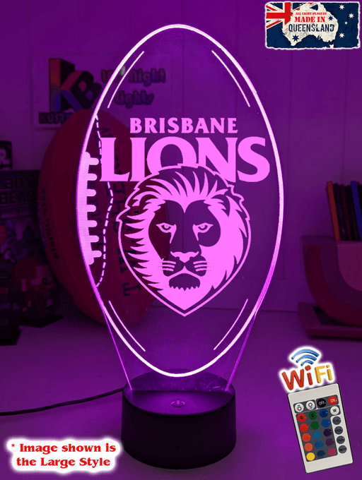  Brisbane Lions 3D LED ball night light – 16-colour remote lamp for kids, bars or man caves.