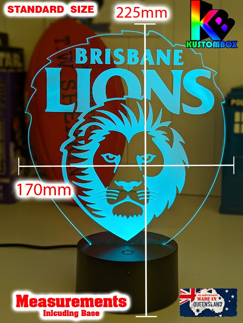 BRISBANE LIONS Football Club 3D LED Night Light Lamp standard size 