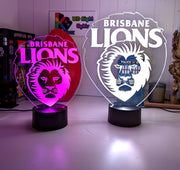 Brisbane Lions 3D LED night lamp in gift box – perfect personalised AFL fan gift.