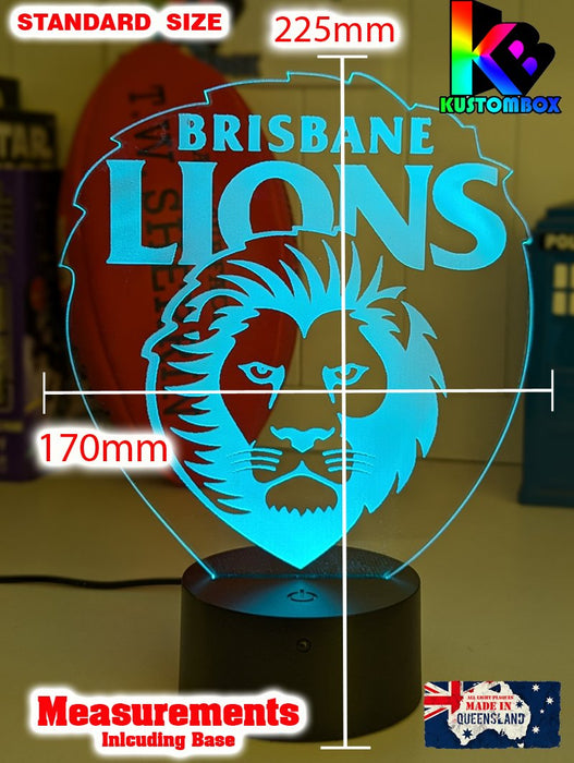 BRISBANE LIONS Football Club 3D LED Night Light Lamp - KustomboxNight Lights & Ambient LightingKustomboxStandard Size