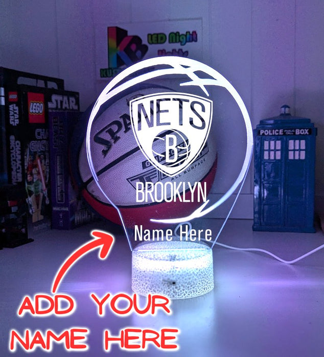 Brooklyn Nets Basketball Team 3D LED Night Light Lamp - KustomboxNight Lights & Ambient LightingKustomboxStandard Size