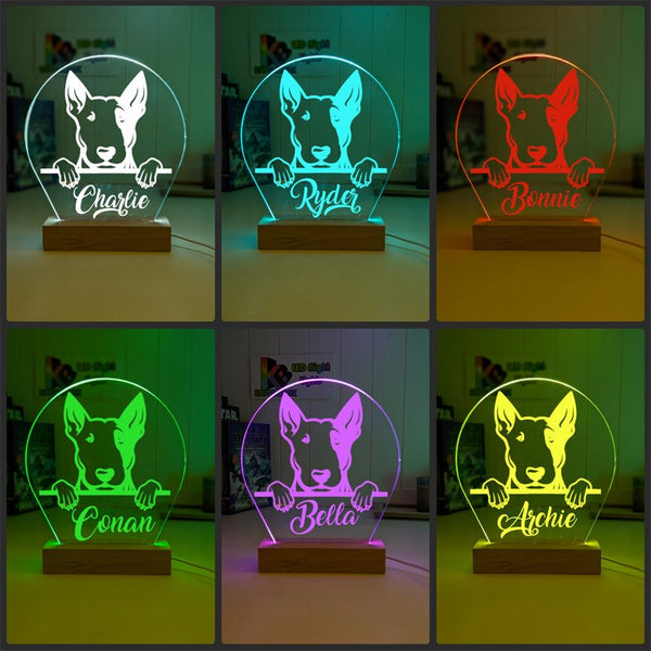 Bull Terrier Dog Personalised Name 3D LED Room Light Decor - KustomboxNight Lights & Ambient LightingKustomboxStandard Size