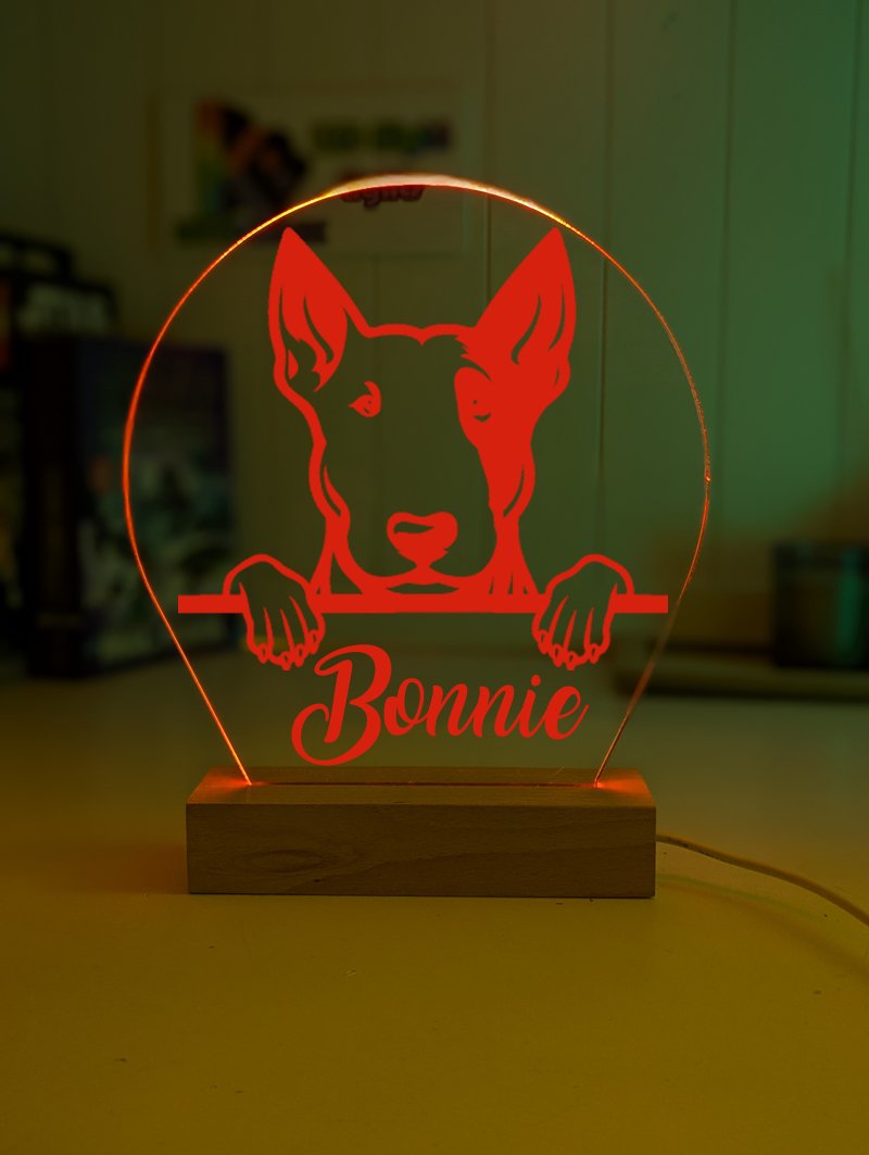 Bull Terrier Dog Personalised Name 3D LED Room Light Decor - KustomboxNight Lights & Ambient LightingKustomboxStandard Size