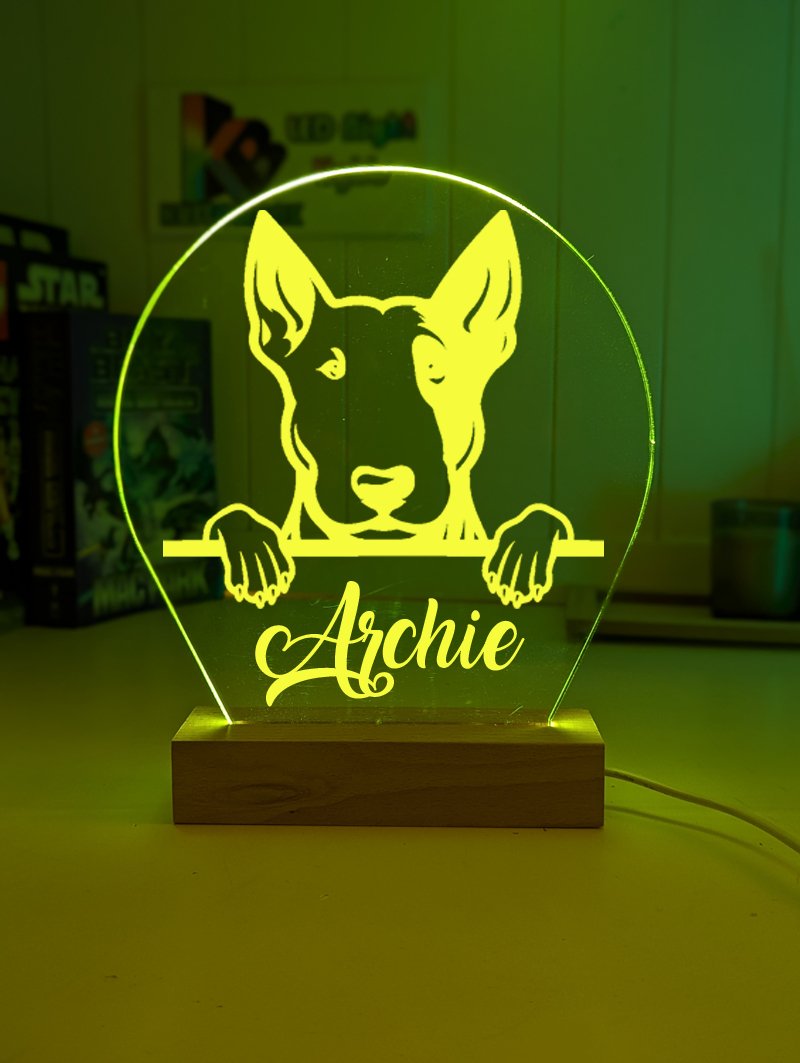 Bull Terrier Dog Personalised Name 3D LED Room Light Decor - KustomboxNight Lights & Ambient LightingKustomboxStandard Size
