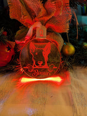 Bull Terrier Dog Personalised Name Christmas Light Bauble Decoration - KustomboxNight Lights & Ambient LightingKustomboxBauble - Standard Size