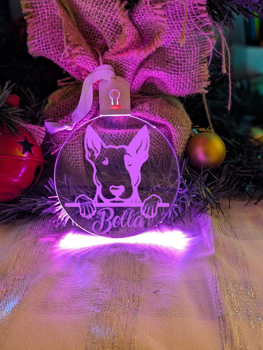 Bull Terrier Dog Personalised Name Christmas Light Bauble Decoration - KustomboxNight Lights & Ambient LightingKustomboxBauble - Standard Size