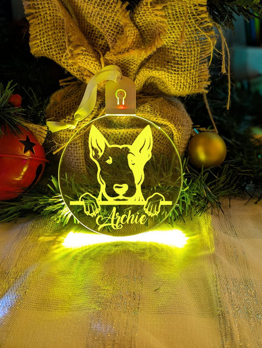 Bull Terrier Dog Personalised Name Christmas Light Bauble Decoration - KustomboxNight Lights & Ambient LightingKustomboxBauble - Standard Size