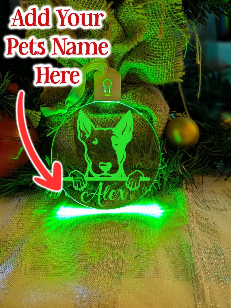 Bull Terrier Dog Personalised Name Christmas Light Bauble Decoration - KustomboxNight Lights & Ambient LightingKustomboxBauble - Standard Size