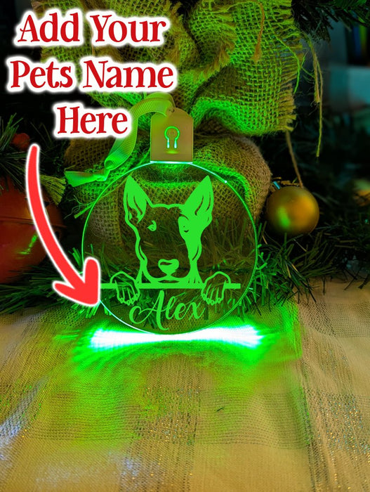 Bull Terrier Dog Personalised Name Christmas Light Bauble Decoration - KustomboxNight Lights & Ambient LightingKustomboxBauble - Standard Size
