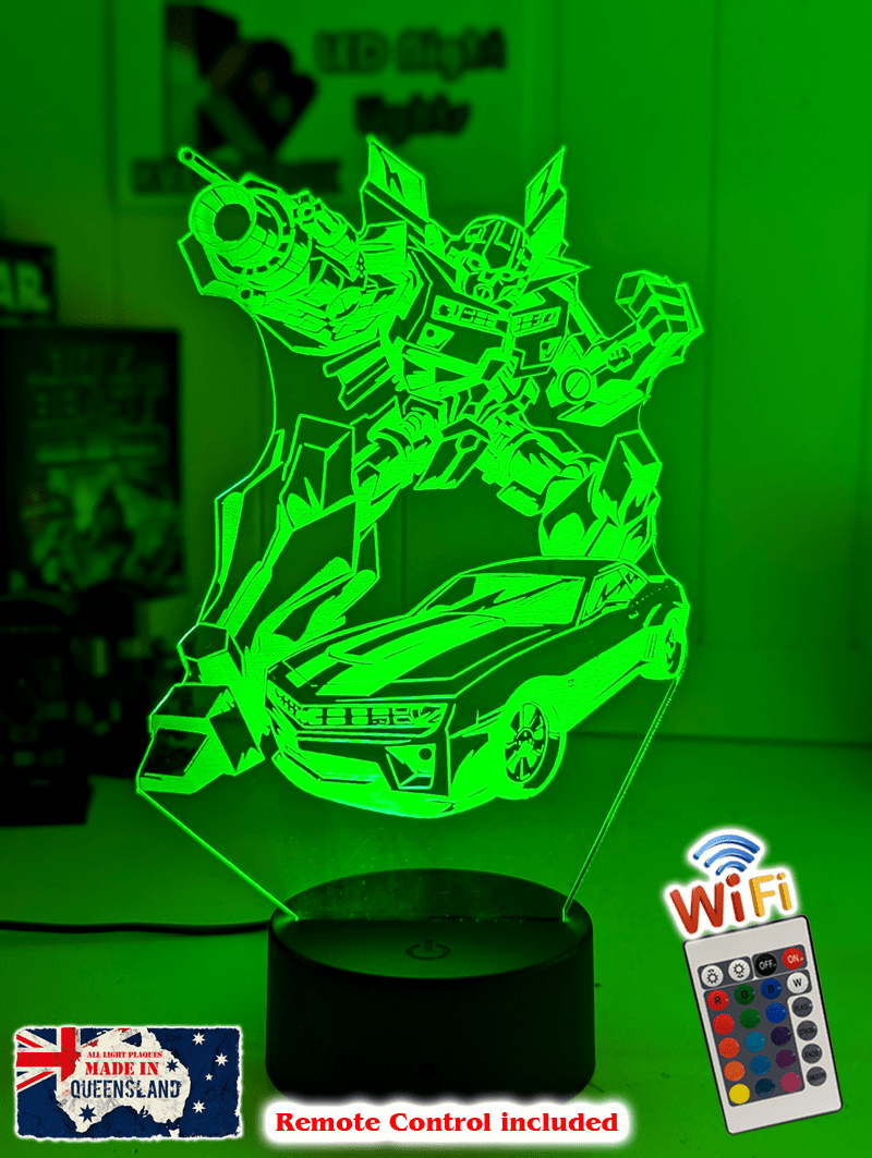 BUMBLE BEE TRANSFORMERS PERSONALISED NAME 3D LED NIGHT LIGHT KIDS BEDROOM LAMP - KustomboxNight Lights & Ambient LightingKustomboxStandard Size - No Name