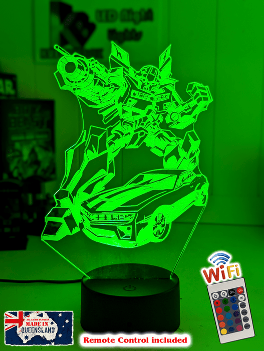 BUMBLE BEE TRANSFORMERS PERSONALISED NAME 3D LED NIGHT LIGHT KIDS BEDROOM LAMP - KustomboxNight Lights & Ambient LightingKustomboxStandard Size - No Name