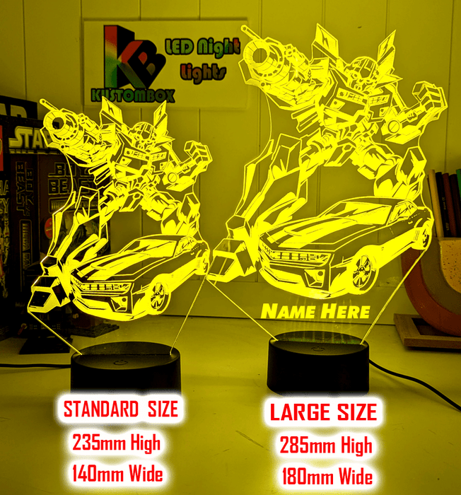 BUMBLE BEE TRANSFORMERS PERSONALISED NAME 3D LED NIGHT LIGHT KIDS BEDROOM LAMP - KustomboxNight Lights & Ambient LightingKustomboxStandard Size - No Name