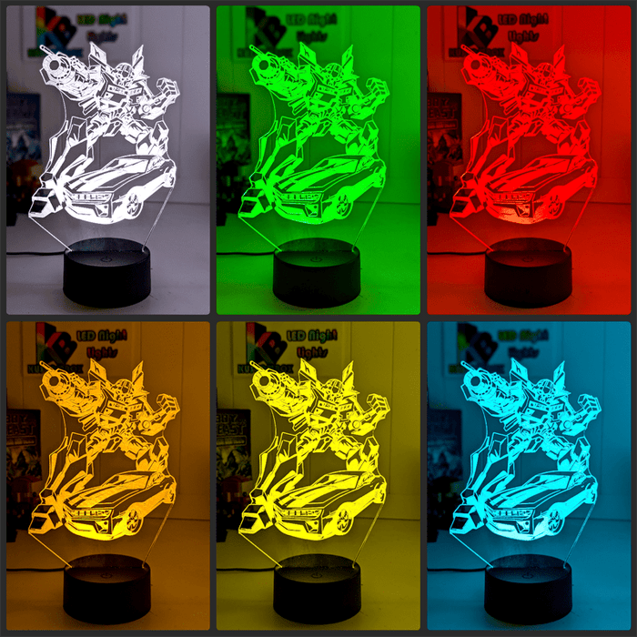 BUMBLE BEE TRANSFORMERS PERSONALISED NAME 3D LED NIGHT LIGHT KIDS BEDROOM LAMP - KustomboxNight Lights & Ambient LightingKustomboxStandard Size - No Name