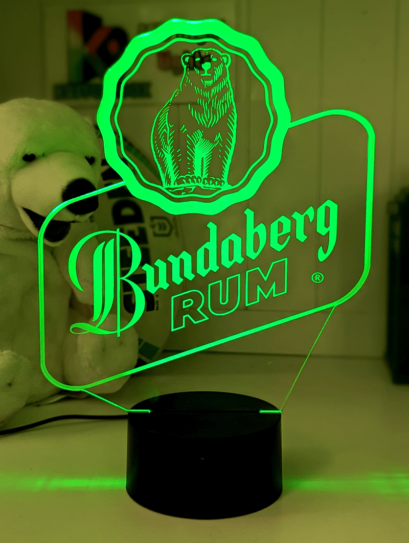 Bundaberg Rum 3D LED Night Light Custom Colour Changing Mancave Bar Sign - KustomboxNight Lights & Ambient LightingKustomboxStandard Size