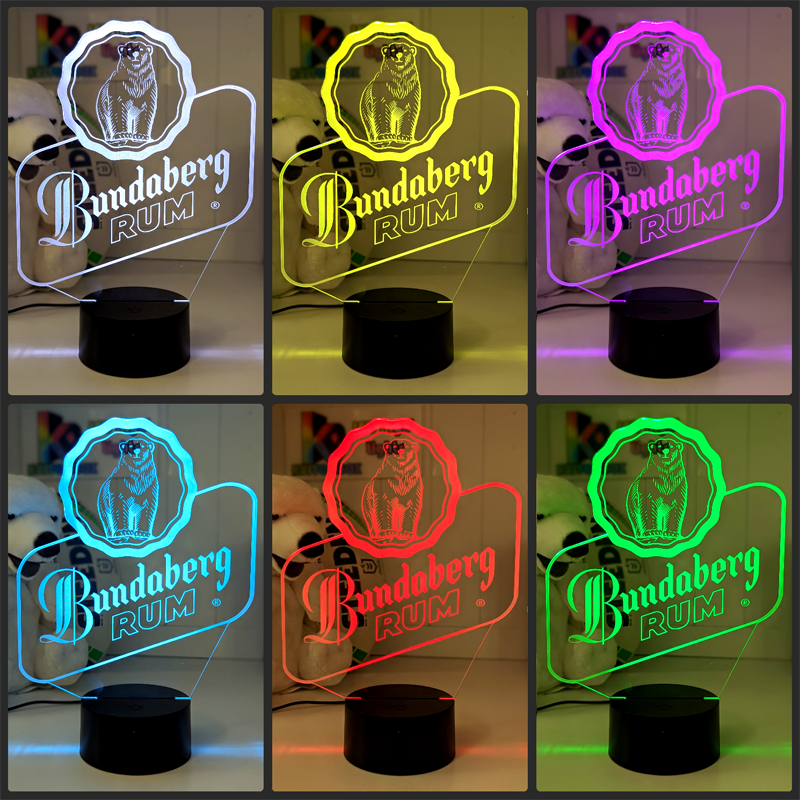 Bundaberg Rum 3D LED Night Light Custom Colour Changing Mancave Bar Sign - KustomboxNight Lights & Ambient LightingKustomboxStandard Size