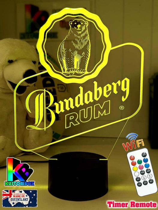 Bundaberg Rum Logo - 3D LED Night Light 7 Colours + Remote Control - KustomboxNight Lights & Ambient LightingKustomboxStandard Size