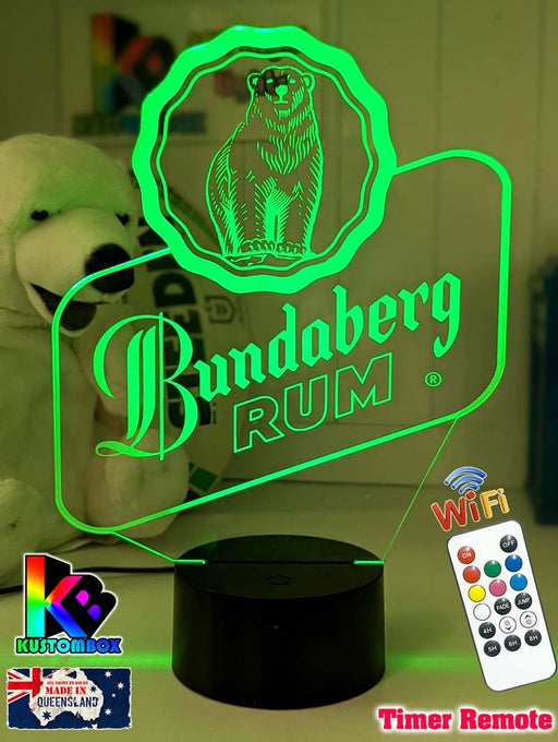 Bundaberg Rum Logo - 3D LED Night Light 7 Colours + Remote Control - KustomboxNight Lights & Ambient LightingKustomboxStandard Size