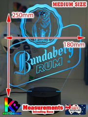 Bundaberg Rum Logo - 3D LED Night Light 7 Colours + Remote Control - KustomboxNight Lights & Ambient LightingKustomboxStandard Size