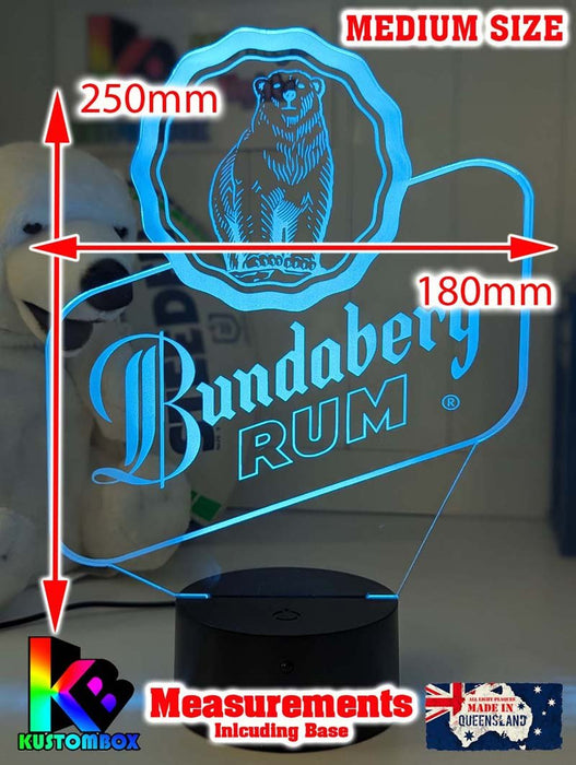Bundaberg Rum Logo - 3D LED Night Light 7 Colours + Remote Control - KustomboxNight Lights & Ambient LightingKustomboxStandard Size