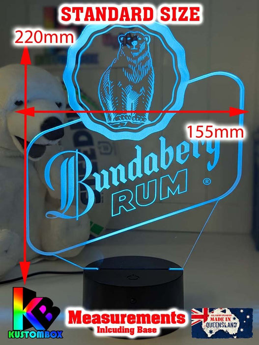 Bundaberg Rum Logo - 3D LED Night Light 7 Colours + Remote Control - KustomboxNight Lights & Ambient LightingKustomboxStandard Size