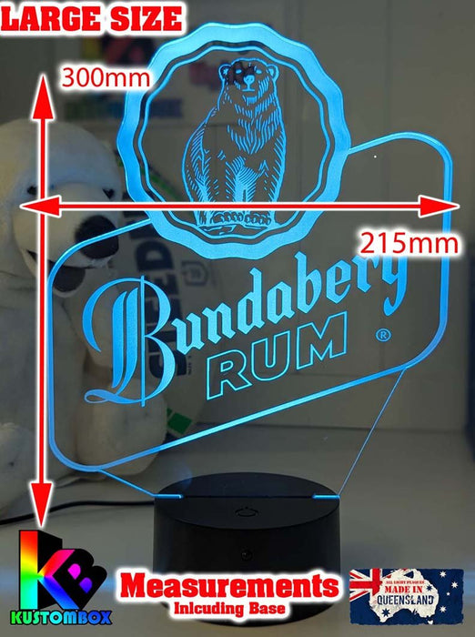 Bundaberg Rum Logo - 3D LED Night Light 7 Colours + Remote Control - KustomboxNight Lights & Ambient LightingKustomboxStandard Size