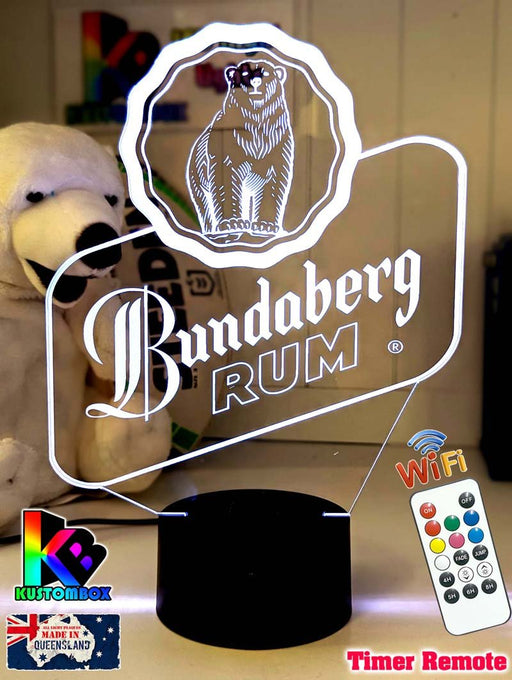 Bundaberg Rum Logo - 3D LED Night Light 7 Colours + Remote Control - KustomboxNight Lights & Ambient LightingKustomboxStandard Size