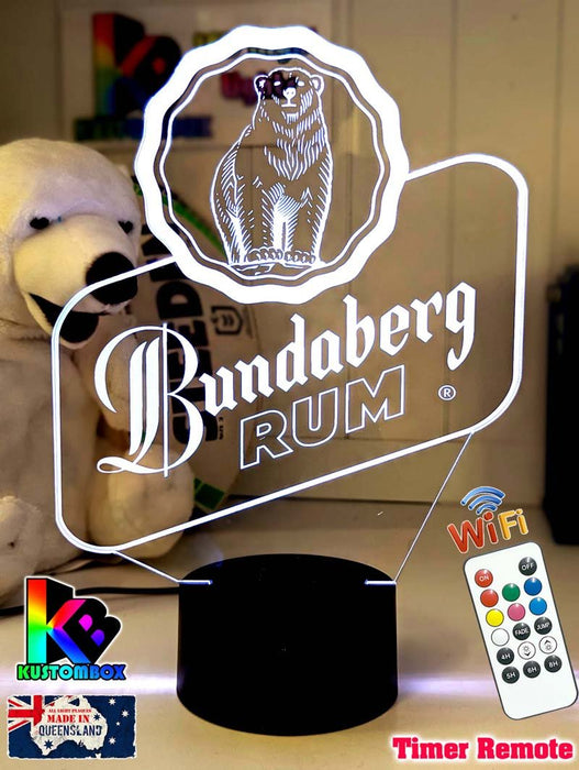 Bundaberg Rum Logo - 3D LED Night Light 7 Colours + Remote Control - KustomboxNight Lights & Ambient LightingKustomboxStandard Size