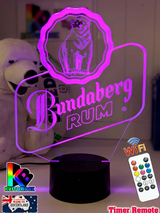 Bundaberg Rum Logo - 3D LED Night Light 7 Colours + Remote Control - KustomboxNight Lights & Ambient LightingKustomboxStandard Size