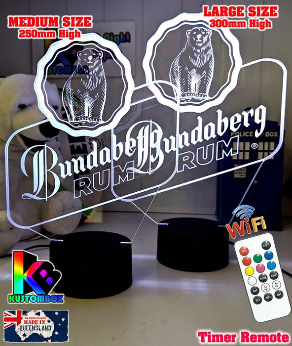 Bundaberg Rum Logo - 3D LED Night Light 7 Colours + Remote Control - KustomboxNight Lights & Ambient LightingKustomboxStandard Size
