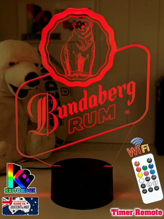 Bundaberg Rum Logo - 3D LED Night Light 7 Colours + Remote Control - KustomboxNight Lights & Ambient LightingKustomboxStandard Size