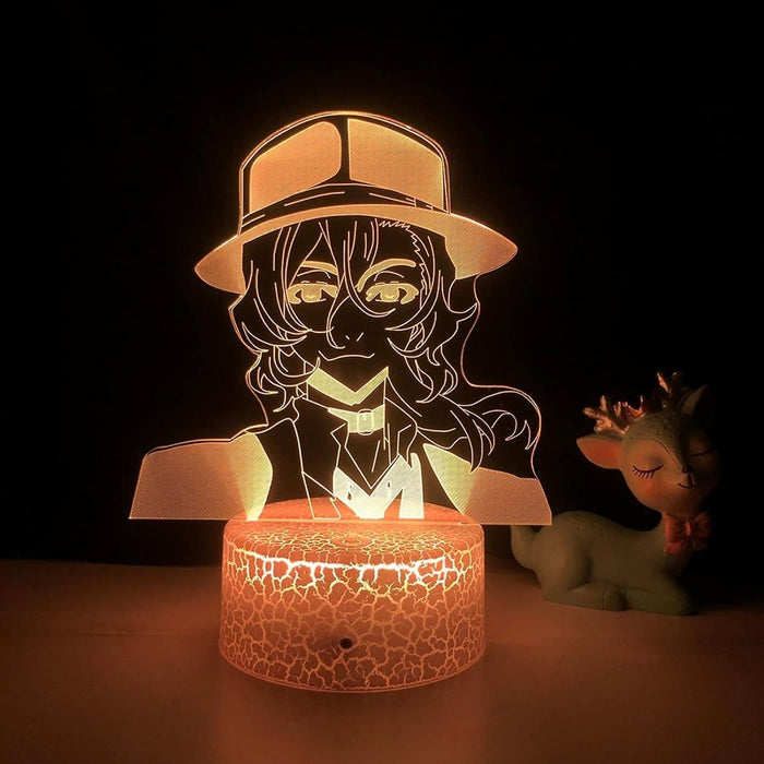 Bungo Stray Dogs Chuya Nakahara Manga 3D LED NIGHT LIGHT LAMP - KustomboxNight Lights & Ambient LightingKustomboxStandard Black Base
