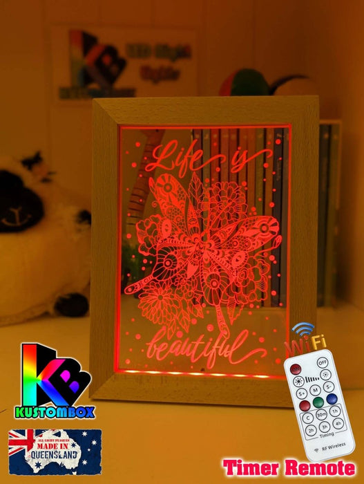 Butterflies Life is Beautiful Personalised Name Timber Frame USB 3D LED Night Light Lamp - KustomboxNight Lights & Ambient LightingKustomboxTimber Frame Light - $34.99