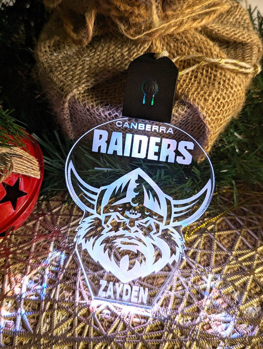 Canberra Raiders Football Personalised Christmas Bauble 3D LED Light Decoration - KustomboxNight Lights & Ambient LightingKustomboxBauble - No Name