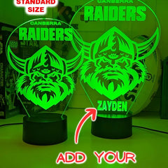 Canberra Raiders Personalised 3D LED Night Light - KustomboxNight Lights & Ambient LightingKustomboxStandard SizeBlack 16 Colours + Remote