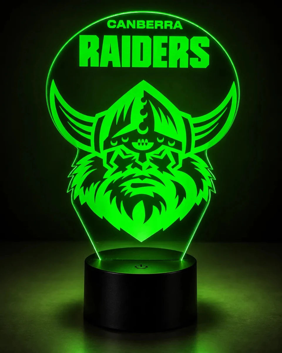 Canberra Raiders Personalised 3D LED Night Light - KustomboxNight Lights & Ambient LightingKustomboxStandard SizeBlack 16 Colours + Remote