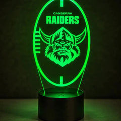 Canberra Raiders Personalised Ball Shaped 3D LED Night Light - KustomboxNight Lights & Ambient LightingKustomboxStandard SizeBlack 16 Colours + Remote