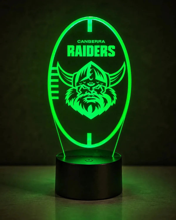 Canberra Raiders Personalised Ball Shaped 3D LED Night Light - KustomboxNight Lights & Ambient LightingKustomboxStandard SizeBlack 16 Colours + Remote