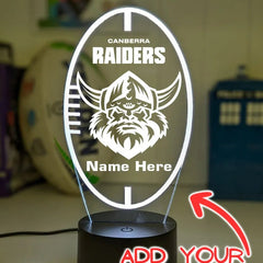 Canberra Raiders Personalised Ball Shaped 3D LED Night Light - KustomboxNight Lights & Ambient LightingKustomboxStandard SizeBlack 16 Colours + Remote