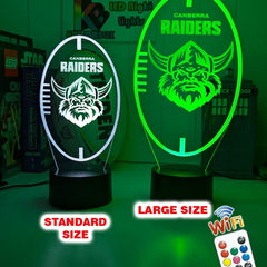 Canberra Raiders Personalised Ball Shaped 3D LED Night Light - KustomboxNight Lights & Ambient LightingKustomboxStandard SizeBlack 16 Colours + Remote