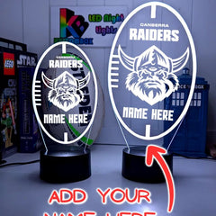 Canberra Raiders Personalised Ball Shaped 3D LED Night Light - KustomboxNight Lights & Ambient LightingKustomboxStandard SizeBlack 16 Colours + Remote