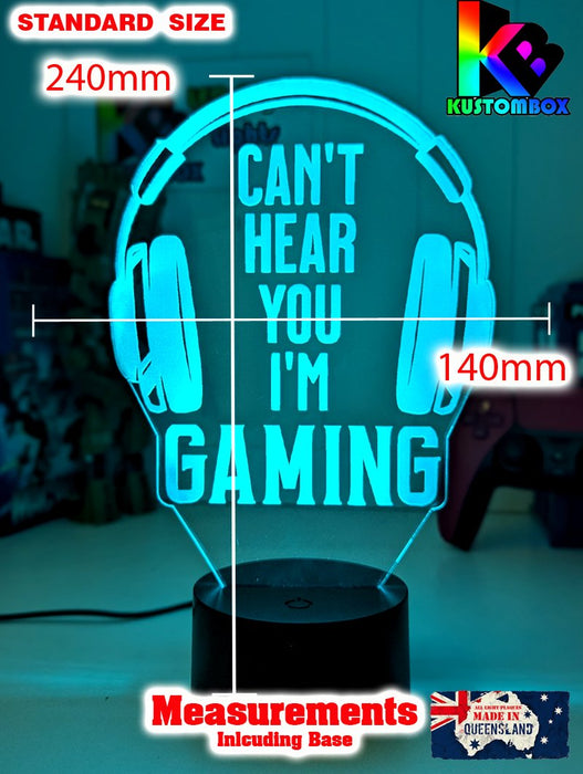 Cant Hear You I'm Gaming Earphones Personalised Name 3D LED Night Light Gamer Lamp - KustomboxNight Lights & Ambient LightingKustomboxStandard Light - No Name