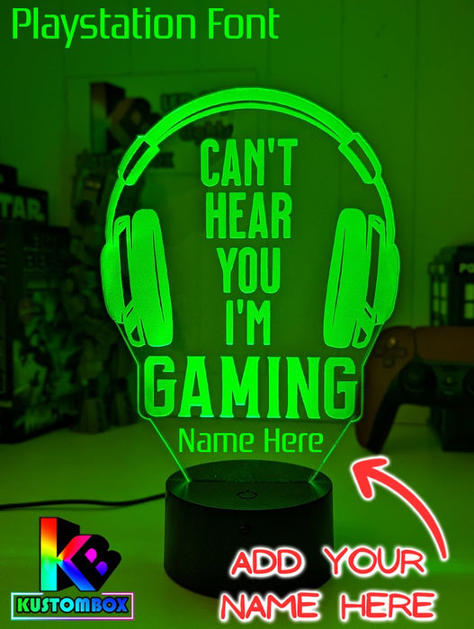 Cant Hear You I'm Gaming Earphones Personalised Name 3D LED Night Light Gamer Lamp - KustomboxNight Lights & Ambient LightingKustomboxStandard Light - No Name