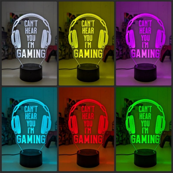 Cant Hear You I'm Gaming Earphones Personalised Name 3D LED Night Light Gamer Lamp - KustomboxNight Lights & Ambient LightingKustomboxStandard Light - No Name