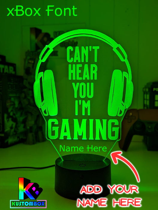 Cant Hear You I'm Gaming Earphones Personalised Name 3D LED Night Light Gamer Lamp - KustomboxNight Lights & Ambient LightingKustomboxStandard Light - No Name