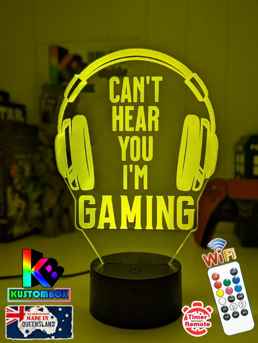 Cant Hear You I'm Gaming Earphones Personalised Name 3D LED Night Light Gamer Lamp - KustomboxNight Lights & Ambient LightingKustomboxStandard Light - No Name