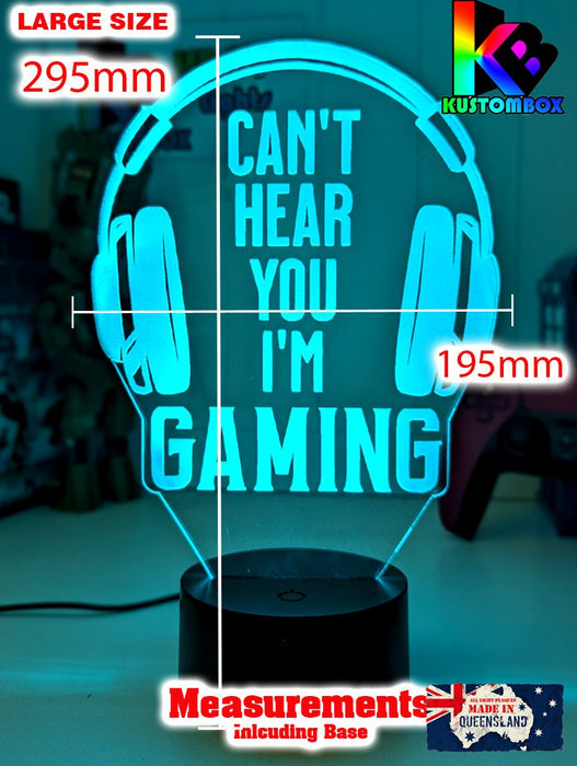 Cant Hear You I'm Gaming Earphones Personalised Name 3D LED Night Light Gamer Lamp - KustomboxNight Lights & Ambient LightingKustomboxStandard Light - No Name