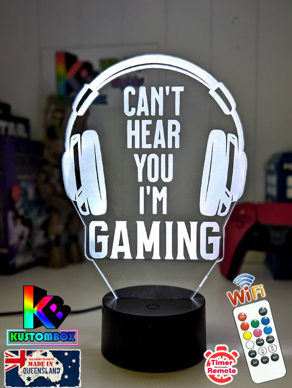 Cant Hear You I'm Gaming Earphones Personalised Name 3D LED Night Light Gamer Lamp - KustomboxNight Lights & Ambient LightingKustomboxStandard Light - No Name